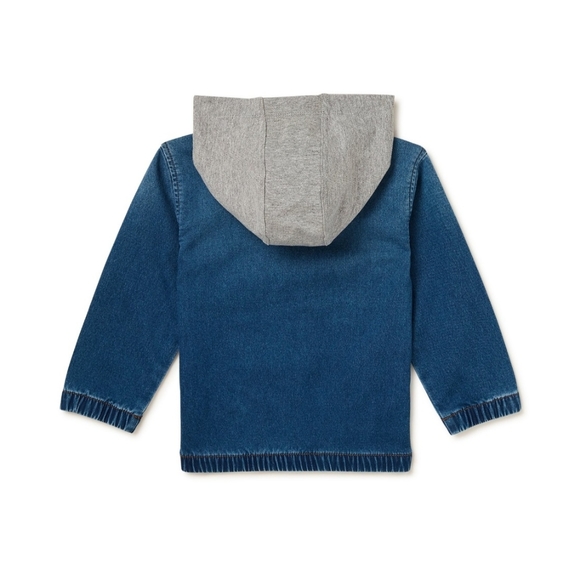 NWT Wonder Nation Toddler Boy Stretch Knit Denim Jacket, Medium Wash - Picture 2 of 3